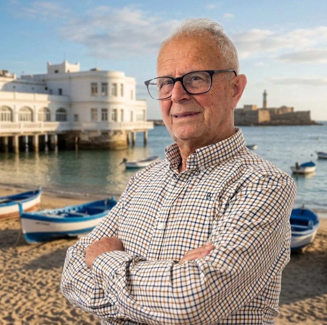 Pedro Muñoz Cala, autor del blog, en la playa de Cádiz